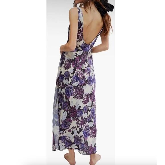 Free People Worth the Wait Floral Maxi Dress in Dark Night Combo large - Picture 12 of 13